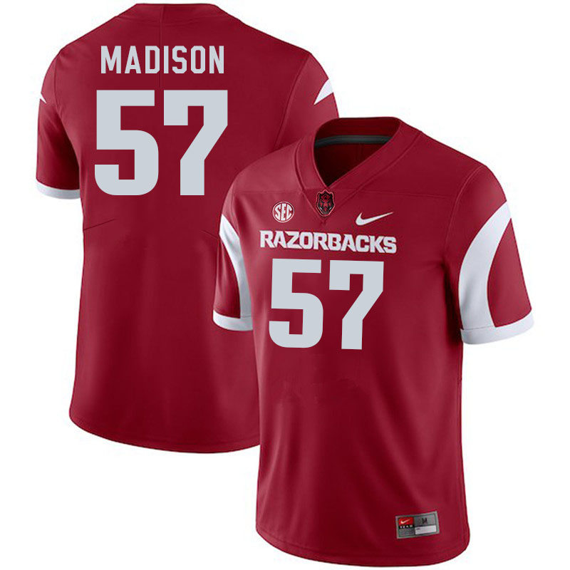 Men #57 Zuri Madison Arkansas Razorbacks College Football Jerseys Stitched-Cardinal